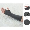 Allegra K Women's Stripe Print Knitted Fingerless Elbow Length Gloves Warmers One Size 1 Pair - 2 of 4