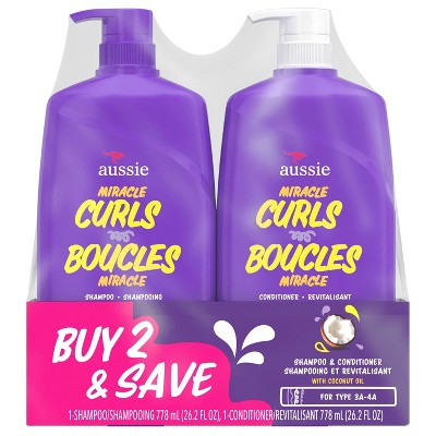 Aussie Miracle Curls Shampoo and Conditioner for Curly Hair Dual Pack, Paraben-Free, 26.2 oz