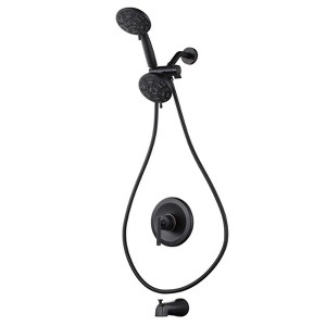 WOWOW Single Handle 7-Spray Tub and Shower Faucet 1.8 GPM with Handheld Shower in Brushed Nickel (Valve Included) - 1 of 4