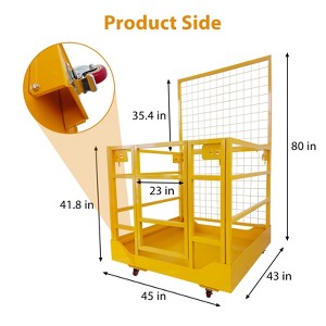Forklift Safety Cage, 43x45 Inches Heavy Duty Man Basket with Harness - 1300LBS Load for 2 People - 1 of 4