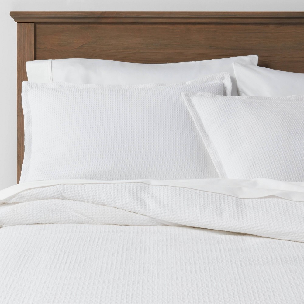 Full/Queen Washed Waffle Weave Duvet & Sham Set White - Threshold™