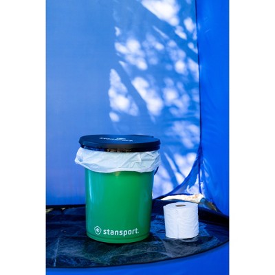 Green and Black Plastic Bucket-Style Portable Toilet with Lid