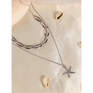 SOHI Women's Metallic Silver The Bahamas Multi-Layer Necklace - 1 of 4