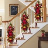 Puleo 28" Pre-Lit Battery-Operated Red Ribbon Banister Swag - 3 of 4