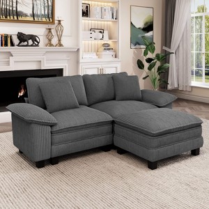 Captiva Designs Cloud Modular 3PC Sectional Loveseat Sofa Set, 87.5" Comfy Couches with 1 Movable Ottoman for Living Room Apartment - 1 of 4