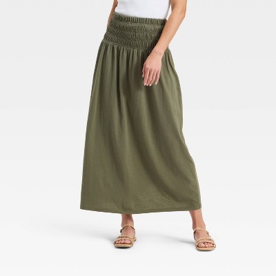 Women's Knit Smocked Maxi A-Line Skirt - Universal Thread™