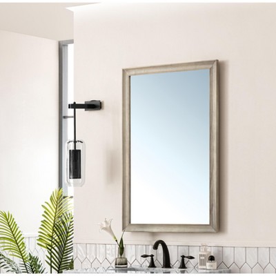Whitewashed Oak Rectangular Wood Framed Wall Mirror, 40" x 26"