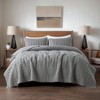 Dark Grey Quilt King Size Bedding Set, Lightweight Soft Coverlet, 3 Pieces, 104x90 Inches - 2 of 4