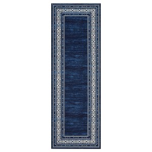 COZONY Washable Runner Rug for Kitchen Hallway Bathroom, Non-Slip Low Pile Neutral Carpet, Solid Border Laundry Room & Entryway Rug - 1 of 4