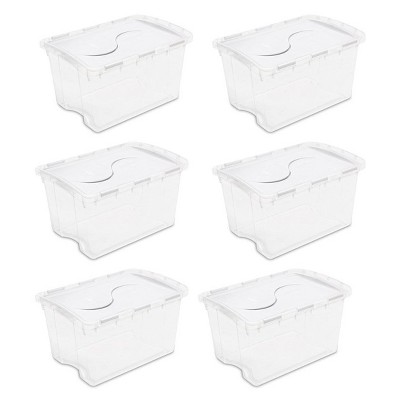 Sterilite 19148006 48 Quart Clear Hinged Plastic Storage Container (6 Pack)