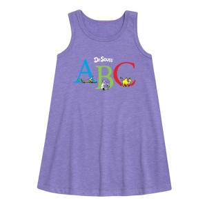 Girls' - Dr. Seuss - ABC Book Characters Graphic Sleeveless Aline Dress - 1 of 4