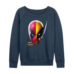 Women's - Marvel - Deadpool & Wolverine Split Space Lightweight French Terry Wide Neck Long Sleeve Shirt - 1 of 4