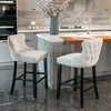 FONTOI 4PCS Velvet Upholstered Wing-Back Barstools with Button Tufted Decoration, Leisure Style Bar Chairs with Nailhead Trim, Beige, 19"*37"*22" - 2 of 4