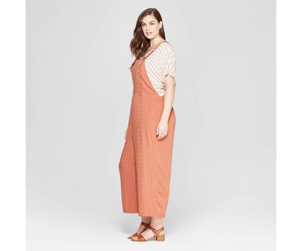 Women's Plus Size Sleeveless Button Detailed Jumpsuit - Universal Thread&#153; Orange 3X