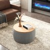 ACEPANO 25.5 in. W 2 in 1 Round Storage Ottoman For Living Room & Bedroom-Dark Grey - 2 of 4