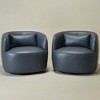KINWELL 34" Wide Swivel Faux Leather Armchair Upholstered PU Leather Accent Chairs, Set of 2 - 3 of 4