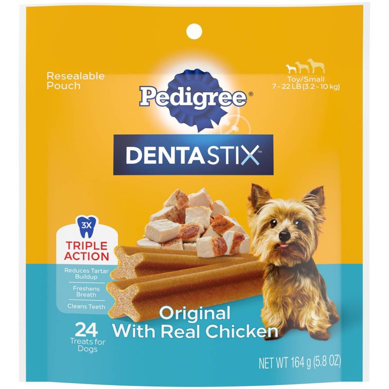 Pedigree Dentastix Chicken Flavor Toy/Small Breed Adult Dental Dog Treats, 1 of 5