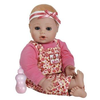 Adora Playtime Baby Flower Pink 13 inch Baby Doll with Floral Overalls, Bow Headband and Bottle