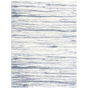 Hauteloom Mette White&Blue Lined Plush Area Carpet - 1 of 4