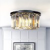 ALOADECOR 9-Lights Modern 20" Matte Black 2-Tier Round Fringe Crystal Flush Mount - 3 of 4