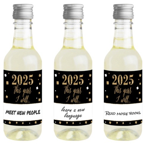 Big Dot of Happiness New Year's Eve - Gold - Mini Wine & Champagne Bottle Label Stickers - 2025 New Years Eve Resolution Party Favor Gift ​- Set of 16 - image 1 of 4