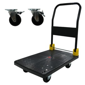 SEVOBAL Dollies Heavy-Duty Foldable Hand Truck, 880 lbs Capacity with 2 Swivel Brake Wheels for Easy Transport, Storage, Black, 35.4"*23.6"*6.1" - 1 of 4
