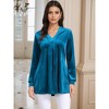 INSPIRE CHIC Women's Velvet V-neck Long Sleeve Solid Tunic Loose Blouse - 2 of 4