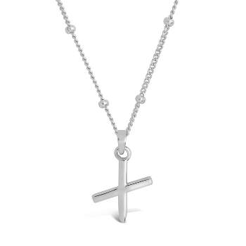 SHINE by Sterling Forever Sterling Silver Initial Necklace with Beaded Chain