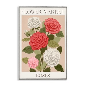 Stupell Industries Flower Market Roses Framed Giclee Art, Gray, 16" x 24" - 1 of 4