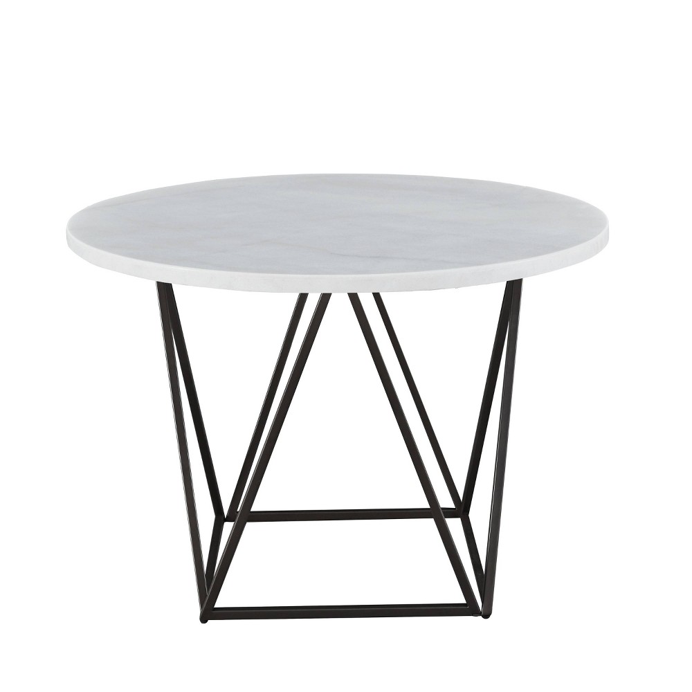 Photos - Garden & Outdoor Decoration Ramona Round Dining Table White - Steve Silver Co.: 44" Marble Top, Bronze Metal Base, Seats 4