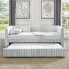 CAVINAS Modern Twin Size Platform Bed Frame, Corduroy Fabric Daybed, Upholstered Sofa Bed, The Bottom Pulls Out to Form a Bed - 2 of 4