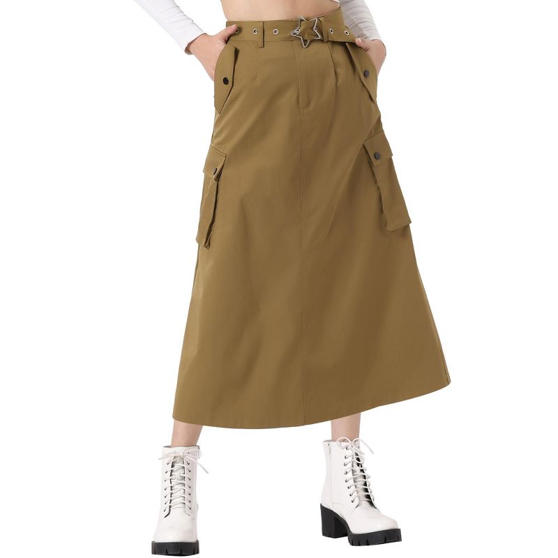 Allegra K Women's Midi Trendy Y2K Zip High Waisted Straight Long Skirt, 1 of 6