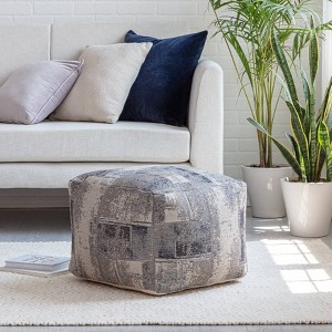 Biarritz Pouf Gray/Ivory - Anji Mountain - 1 of 4