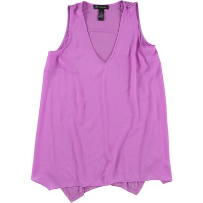 I.N.C International Concepts Womens Hankerchief Hem Sleeveless Blouse Top, Purple, Small