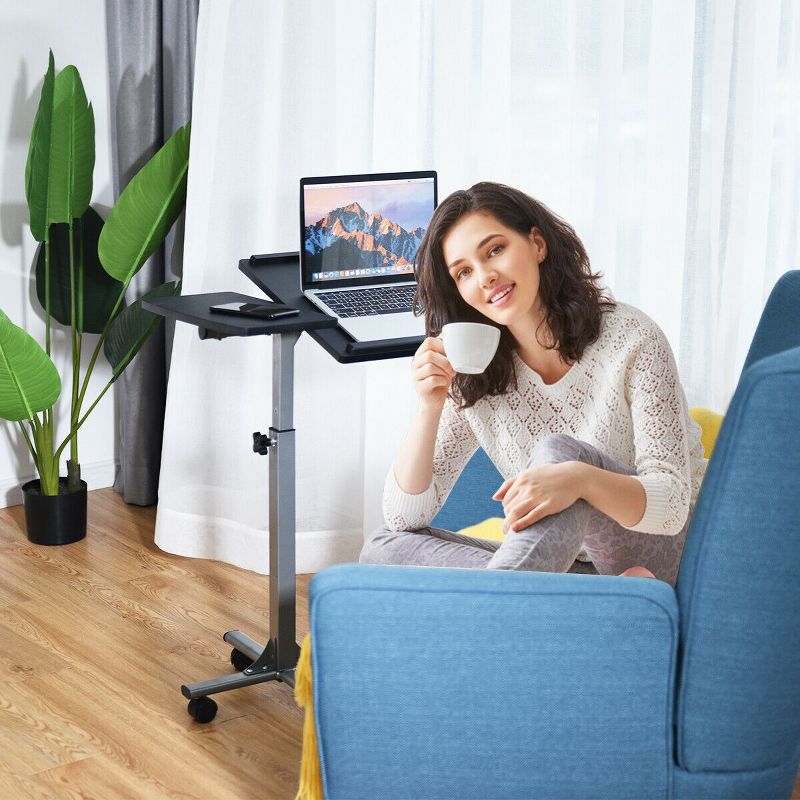 Costway Mobile Standing Desk Height Adjustable Sit to Stand Laptop Desk White/Black, 2 of 11