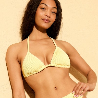 Shade & Shore Women's Pucker Triangle Bikini Top - Shade & Shore™ Yellow L — фото 3