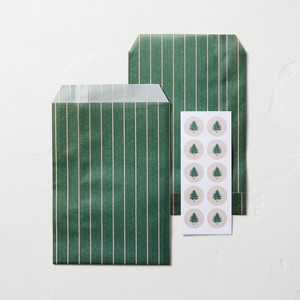 20pk Striped Treat Bags Dark Green - Hearth & Hand™ with Magnolia - 1 of 3