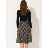 INSPIRE CHIC Women's Tartan Plaid High Waist Belted Vintage A-Line Midi Skirt - 3 of 4