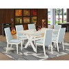 HomeStock 6-Piece Distressed Jacobean Finish Solid Wood Top dining Table with 1-Bench and 4-Chairs - 2 of 4