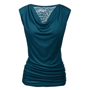 Zeagoo Womens Ruched Cowl Neck Tank Top Shirt Stretch Blouse with Side Shirring - 1 of 4