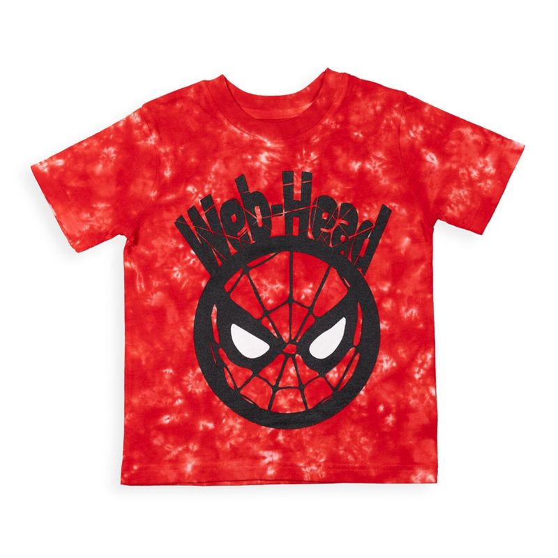 Marvel Avengers Miles Morales Hulk Captain America  Graphic T-Shirt French Terry Shorts Set Tie Dye Little Kid to Big Kid, 3 of 9