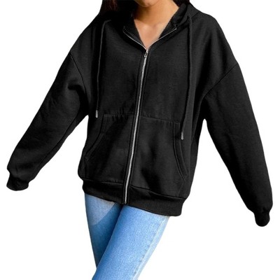 Coolmee Women's Fleece Lined Zip Up Hoodies Casual Hooded Jacket Workout Full Zip Sweatshirts with Pocket