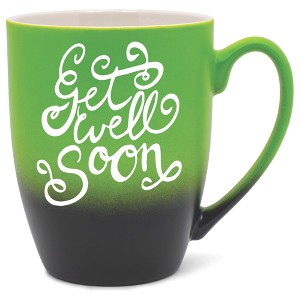 Elanze Designs Get Well Soon Two Toned Ombre Matte Green and Black 12 ounce Ceramic Stoneware Coffee Cup Mug - 1 of 4