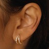 3Pairs 925 Sterling Silver, 14K Gold Plated Small Huggie Hoop Earrings Sets for Multiple Piercing CZ Cartilage Earrings Stacks - 2 of 4
