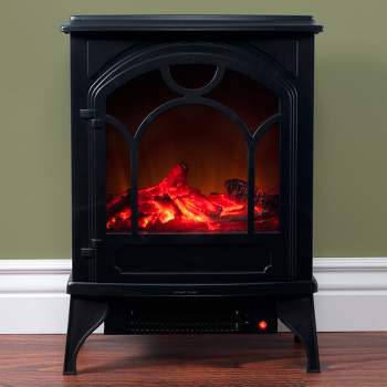 Classic Electric Fireplace - Freestanding Indoor Wood Stove Heater for Living Rooms, Bedrooms, and Areas Up to 400-Square-Feet by Northwest (Black)
