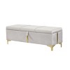 Elegant Upholstered Storage Ottoman Gray Bench with Metal Legs, Storage Bench for Bedroom, Living Room-Maison Boucle - 4 of 4