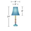 360 Lighting Bohemian Country Cottage Accent Table Lamp with Table Top Dimmer 21" High Teal Blue Stacked Glass for Bedroom Living Room Bedside Office - 4 of 4