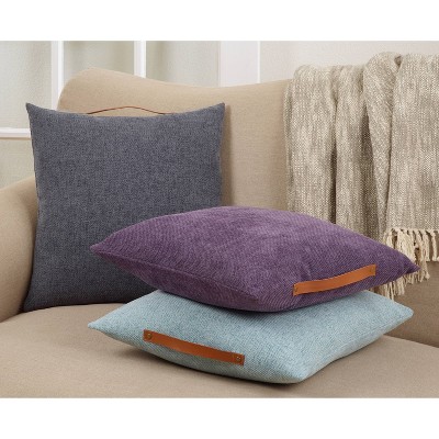 18" Purple Chenille Medium Square Throw Pillow with Handle