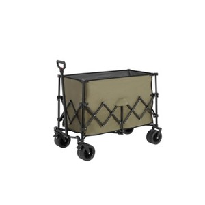 Beach Wagon,Collapsible Wagon 220lbs with Big Wheels Foldable Wagon Carts, Heavy Duty 300L Folding Utility Garden Cart Army Green - 1 of 4