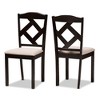 5pc Ruth Modern And Contemporary Fabric Upholstered And Finished Dining Set Dark Brown/ Beige - Baxton Studio: Rectangle Table, Polyester Chairs - 2 of 4